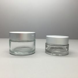 50g 20g Opakowania kosmetyczne Przezroczysty szklany słoik z kremem z aluminiową nasadką